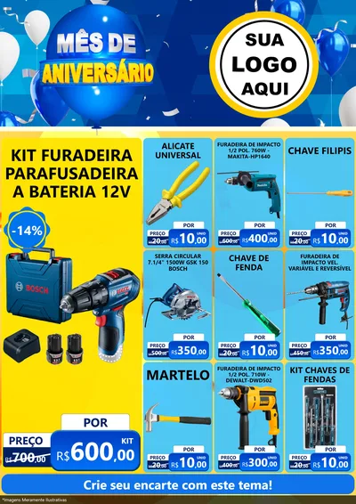 Modelo de Encarte para Encarte A4 Vertical com o tema Mês de Aniversário para Maquinas e Ferramentas