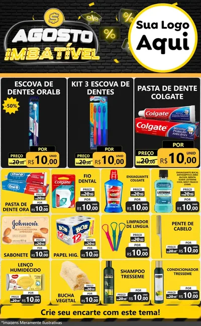 Modelo de Encarte para Encarte Grande com o tema Agosto Imbatível para Higiene Pessoal