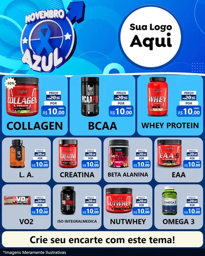 Modelo de Rede Social para Feed Instagram com o tema Novembro Azul para Suplementos alimentares