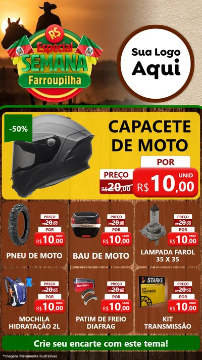Modelo de Rede Social para Stories com o tema Especial Semana Farroupilha para Moto peças