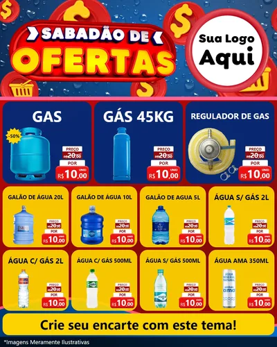 Modelo de Rede Social para Feed Instagram com o tema Sabadão de Ofertas para Água e gás