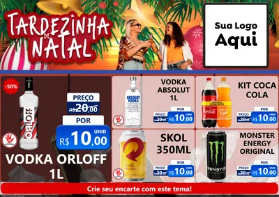 Modelo de Encarte para Encarte A4 Horizontal com o tema Tardezinha de natal para Distribuidora de bebidas