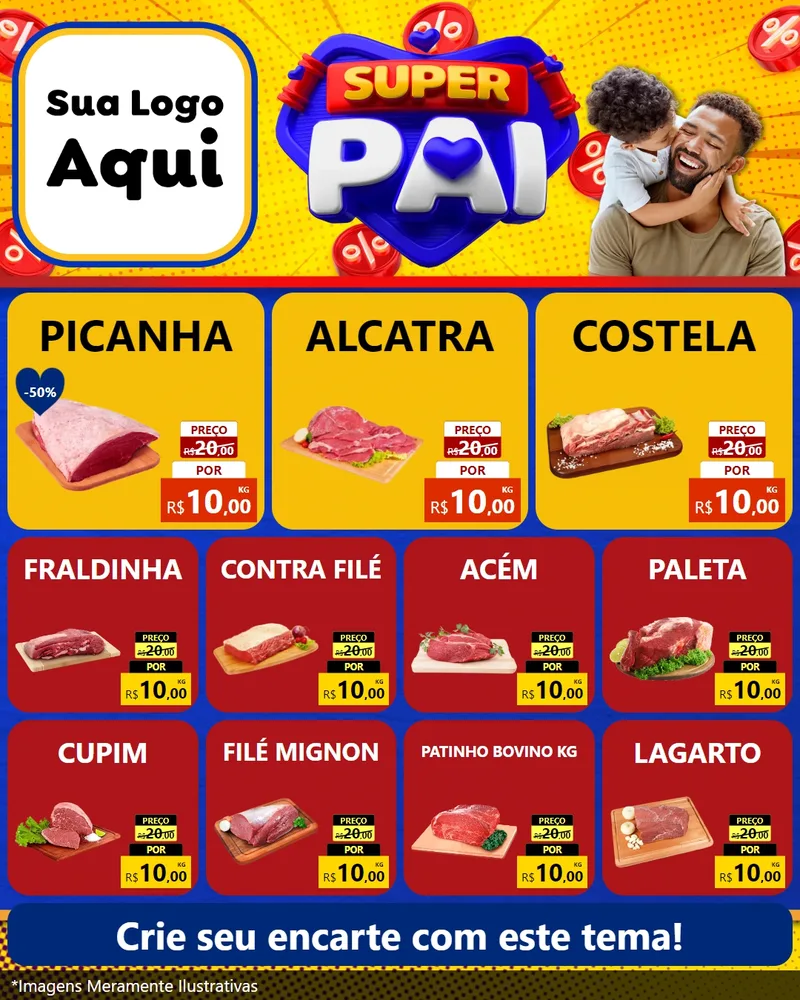 Modelo de Rede Social para Feed Instagram com o tema Super Pai para Açougue