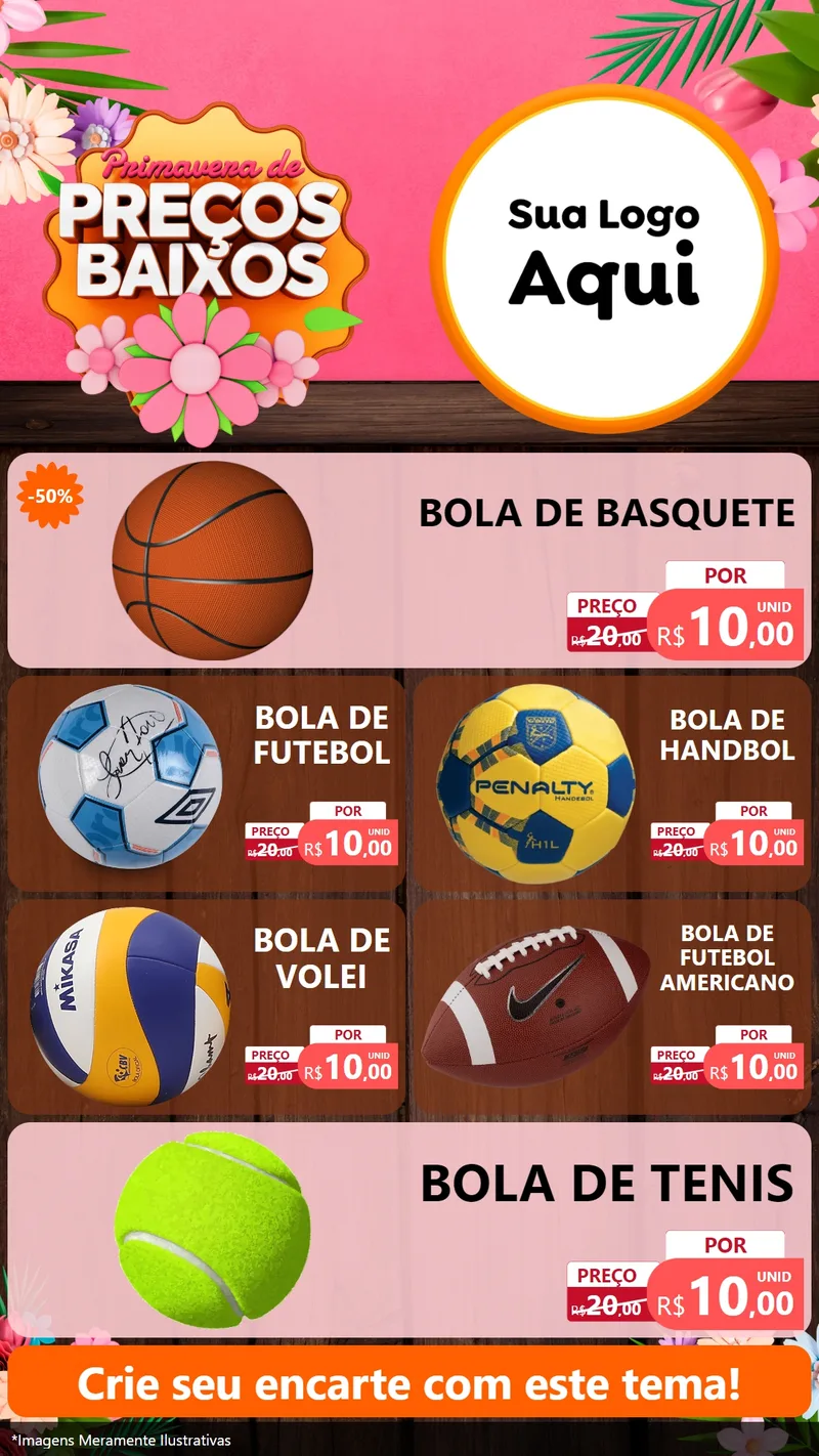 Modelo de TV para TV Vertical com o tema Primavera de Preços Baixos para Artigos Esportivos