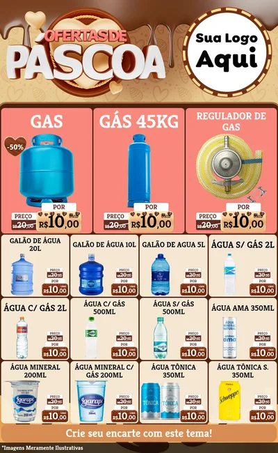 Modelo de Encarte para Encarte Grande com o tema Ofertas de Páscoa para Água e gás