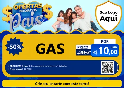 Modelo de Cartaz para Cartaz A4 Horizontal com o tema Ofertas do Dia dos Pais para Água e gás