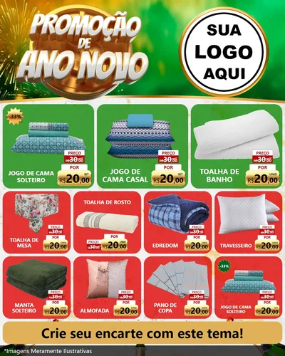 Modelo de Rede Social para Feed Instagram com o tema Promoção de Ano Novo para Cama, Mesa e Banho