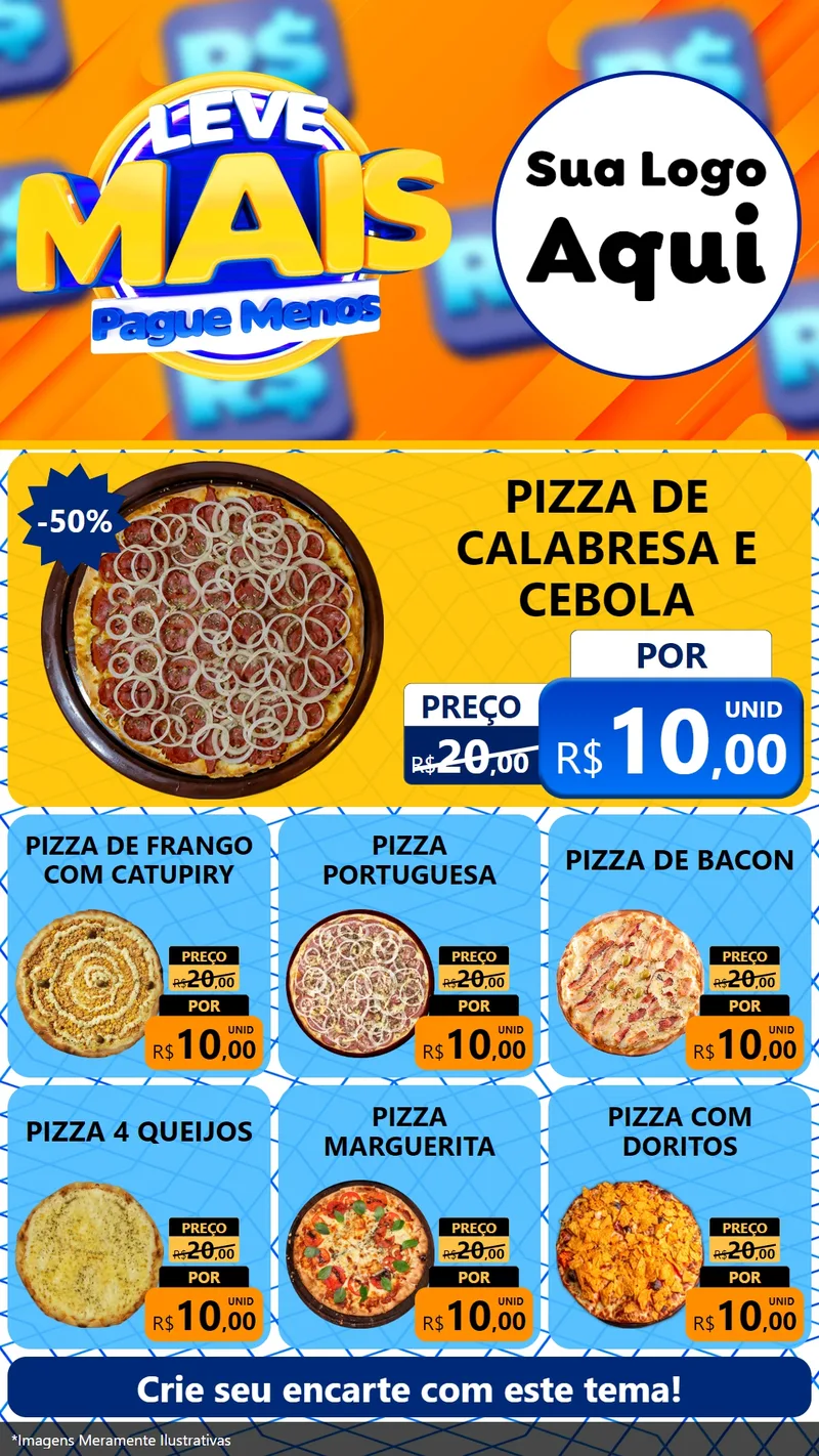 Modelo de Rede Social para Stories com o tema Leve Mais, Pague Menos para Pizzaria