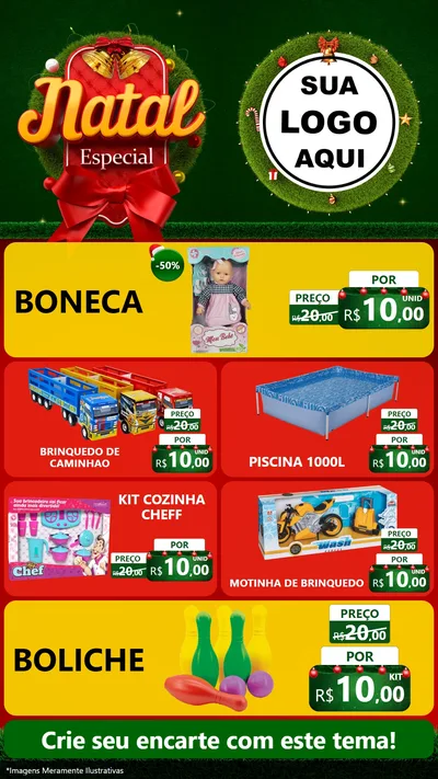 Modelo de TV para TV Vertical com o tema Natal Especial para Brinquedos