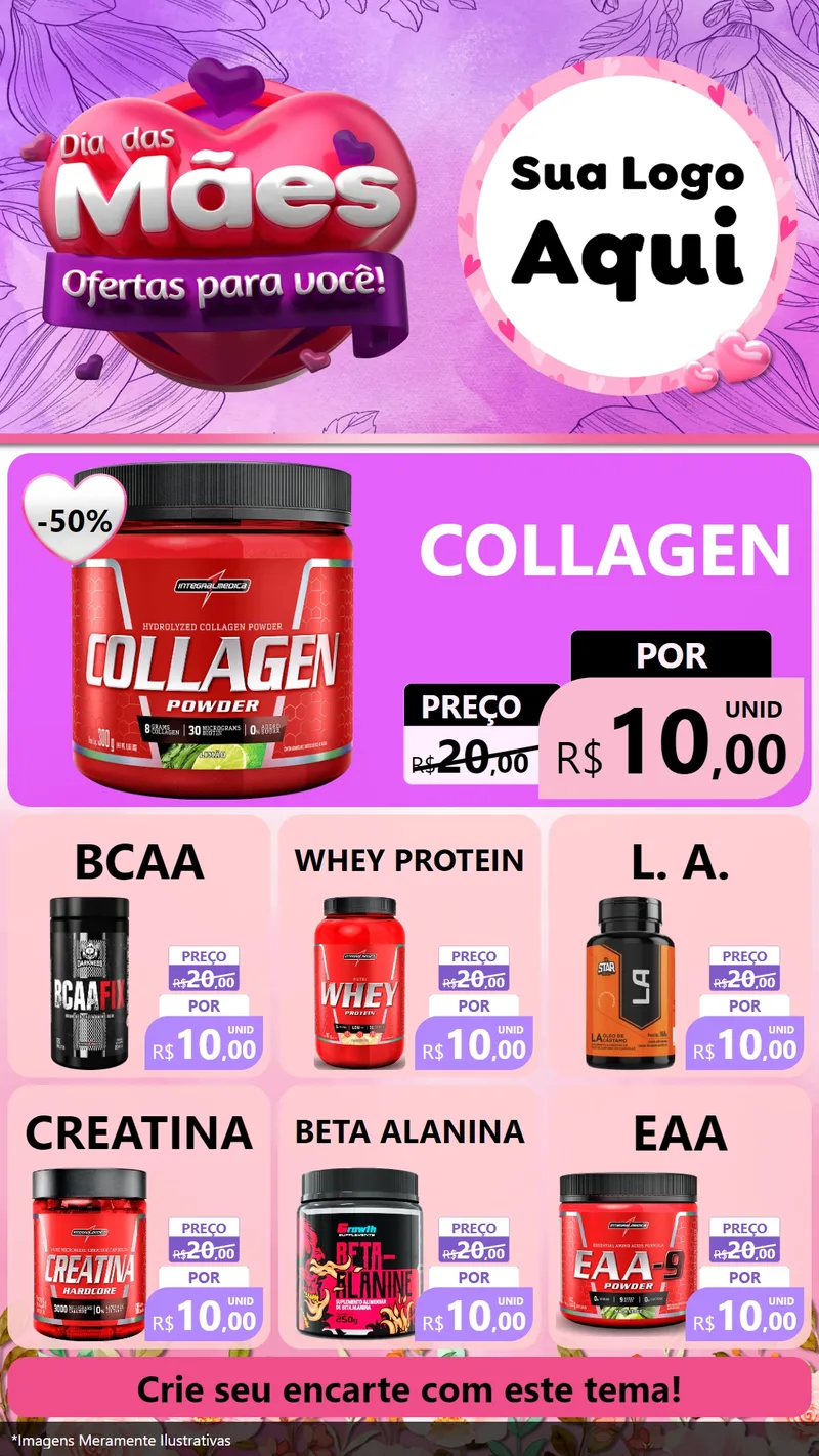 Modelo de Rede Social para Stories com o tema Dia das Mães Ofertas para Você! para Suplementos alimentares