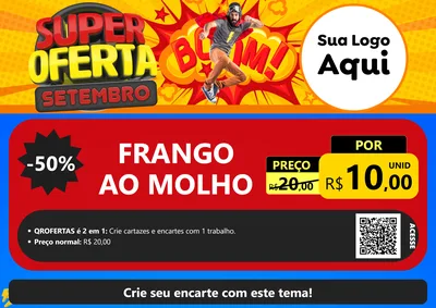 Modelo de Cartaz para Cartaz A4 Horizontal com o tema Super Oferta Setembro para Restaurante