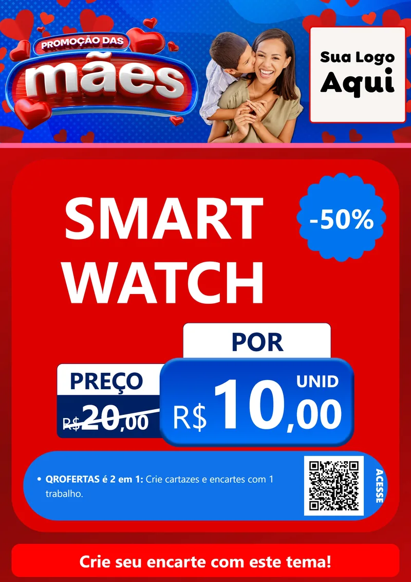 Modelo de Cartaz para Cartaz A4 Vertical com o tema Promoção das Mães para Informática