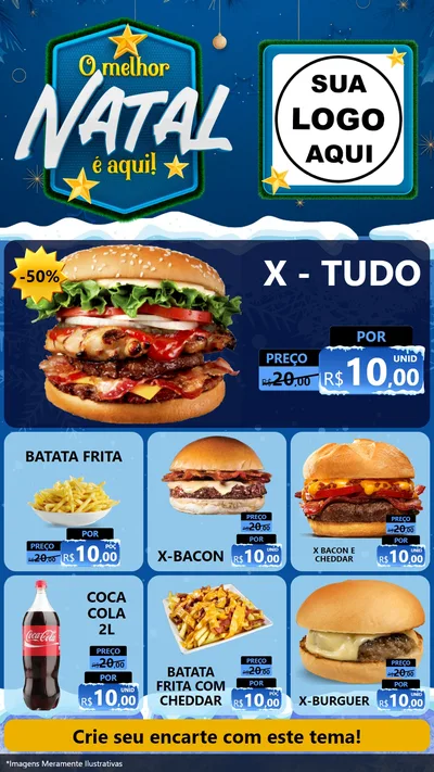 Modelo de Rede Social para Stories com o tema O Melhor Natal É Aqui! para Hamburgueria