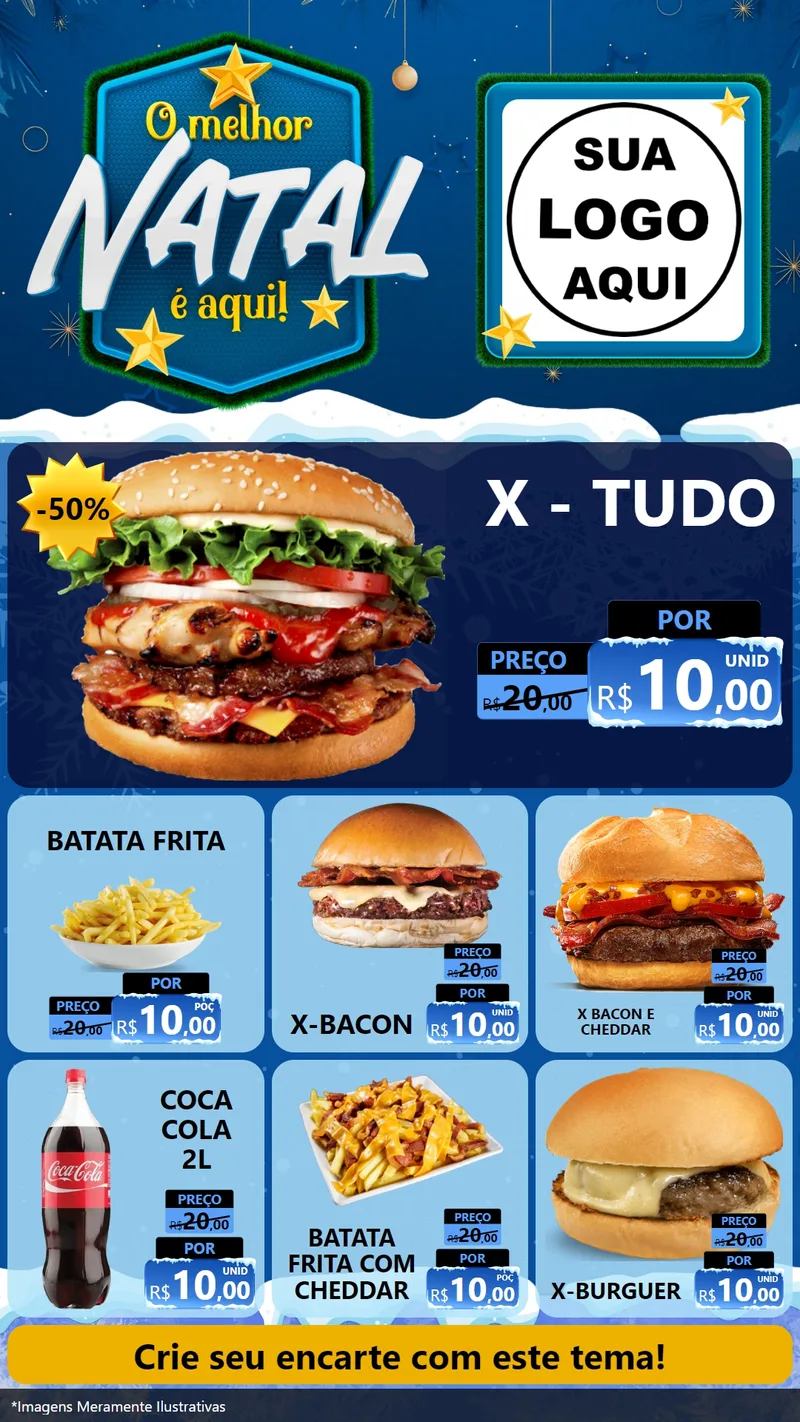 Modelo de Rede Social para Stories com o tema O Melhor Natal É Aqui! para Hamburgueria