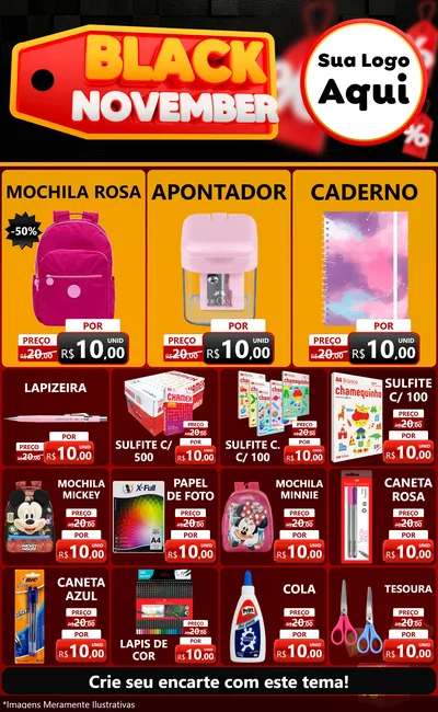 Modelo de Encarte para Encarte Grande com o tema Black November para Papelaria