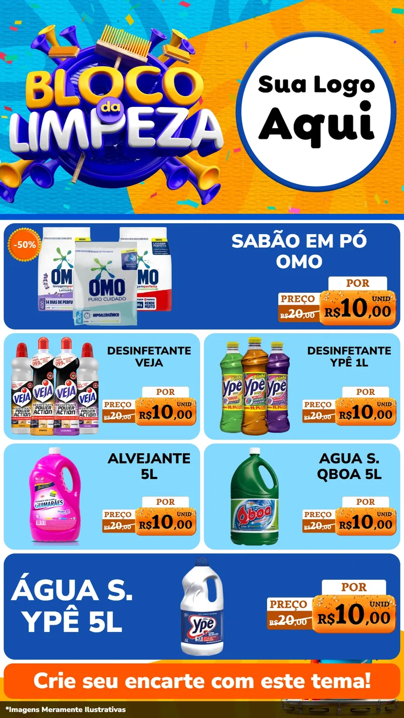 Modelo de TV para TV Vertical com o tema Bloco da Limpeza para Produtos de Limpeza