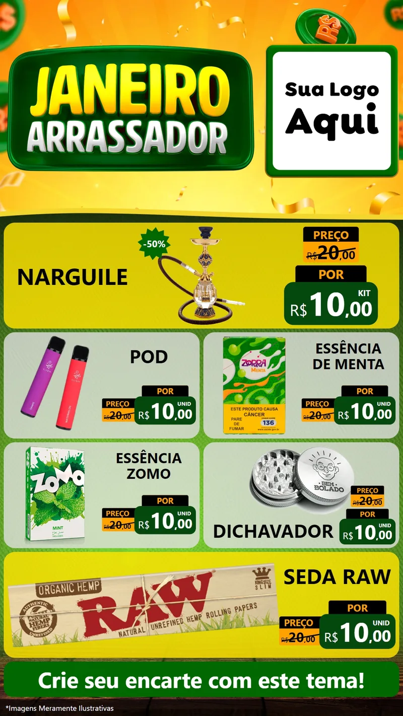 Modelo de TV para TV Vertical com o tema Janeiro Arrasador para Tabacaria