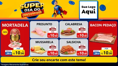Modelo de TV para TV Horizontal com o tema Super Dia do Consumidor para Frios e Laticínios