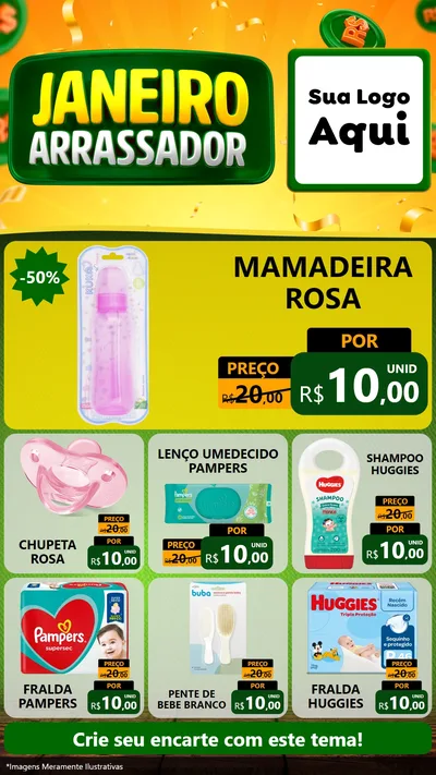 Modelo de Rede Social para Stories com o tema Janeiro Arrasador para Bebês