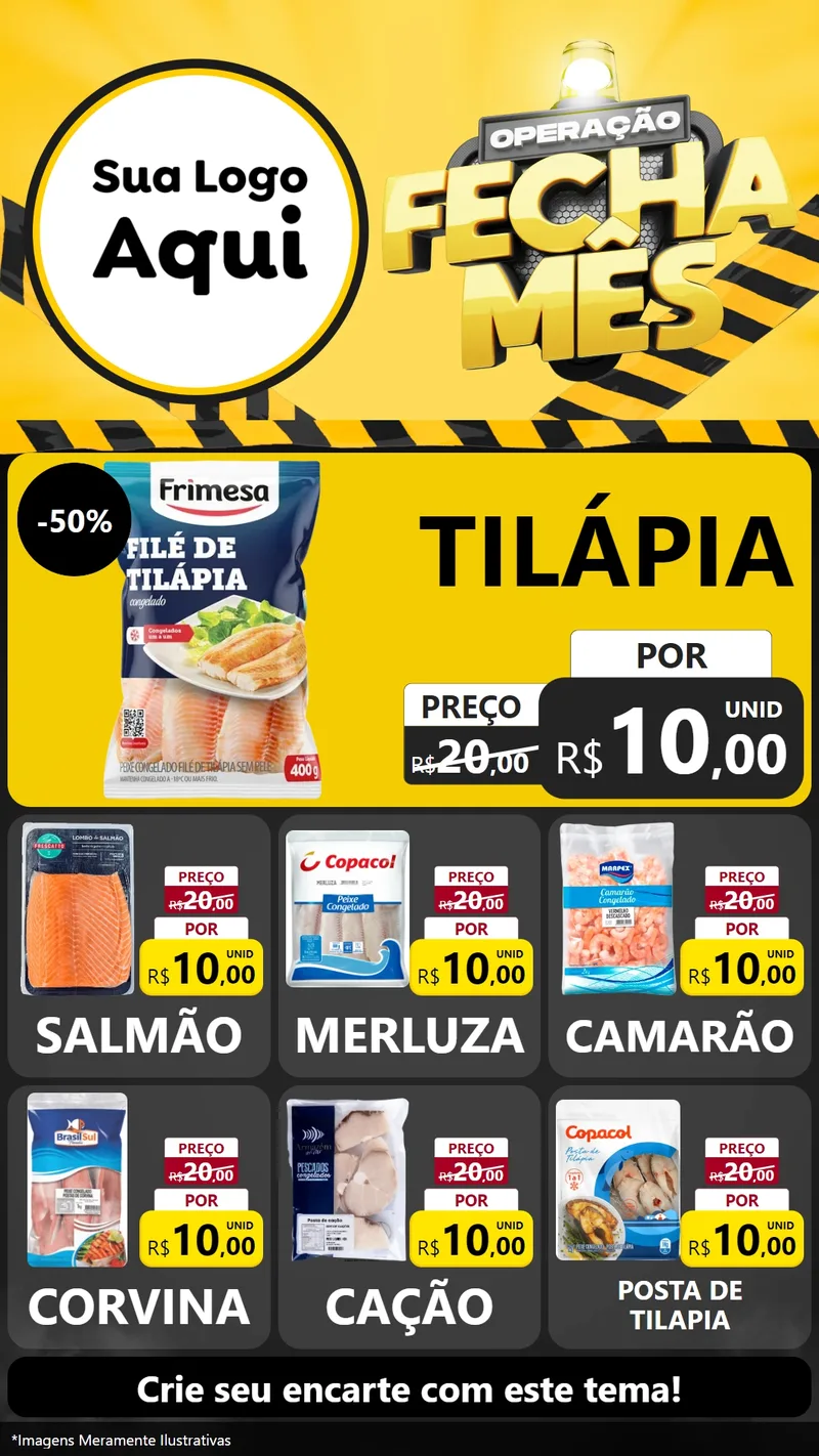 Modelo de Rede Social para Stories com o tema Operação Fecha Mês para Peixaria