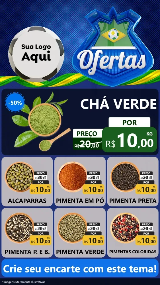 Modelo de Rede Social para Stories com o tema Ofertas (Futebol) para Produtos Naturais
