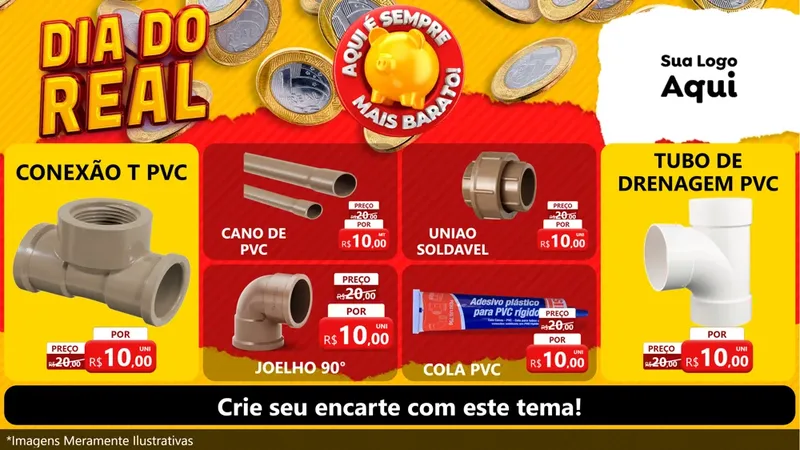 Modelo de TV para TV Horizontal com o tema Dia Do Real para Tubos e conexões