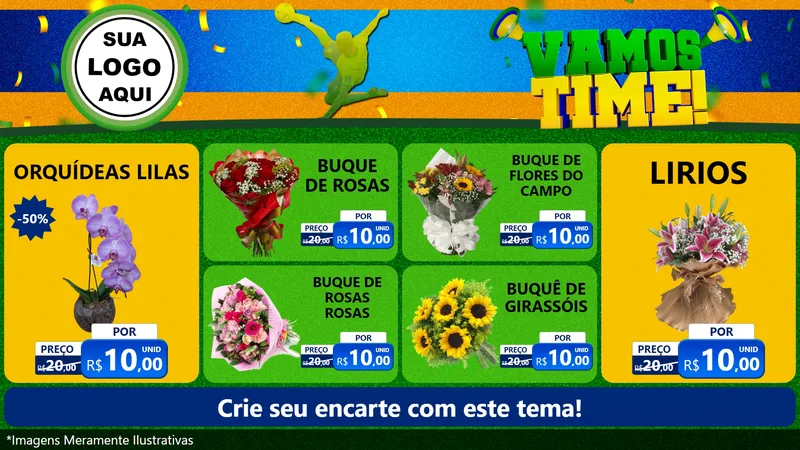 Modelo de TV para TV Horizontal com o tema Vamos Time! para Floricultura e jardim