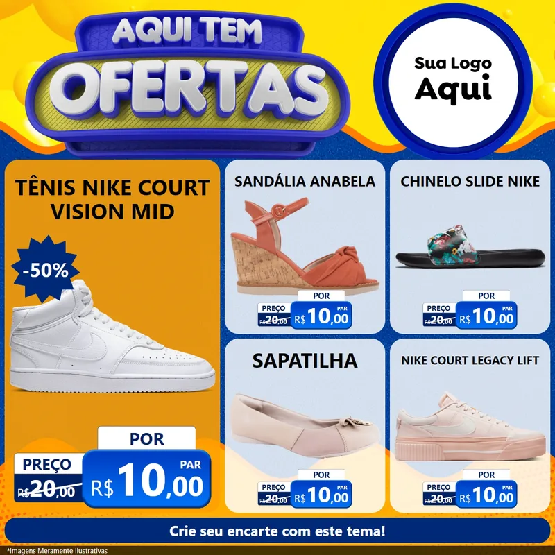 Modelo de Rede Social para Feed Facebook com o tema Aqui Tem Ofertas para Calçados
