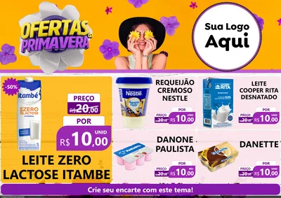Modelo de Encarte para Encarte A4 Horizontal com o tema Ofertas Da Primavera para Frios e Laticínios