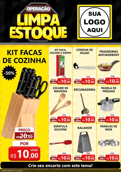 Modelo de Encarte para Encarte A4 Vertical com o tema Operação Limpa Estoque para Utilidades Domésticas