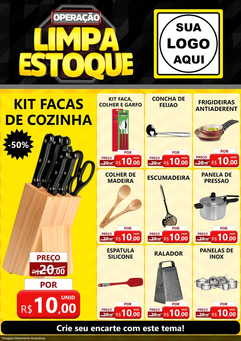 Modelo de Encarte para Encarte A4 Vertical com o tema Operação Limpa Estoque para Utilidades Domésticas