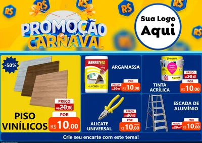 Modelo de Encarte para Encarte A4 Horizontal com o tema Promoção de Carnaval para Material para Construção