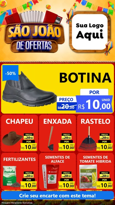 Modelo de Rede Social para Stories com o tema São João de Ofertas para Agropecuária