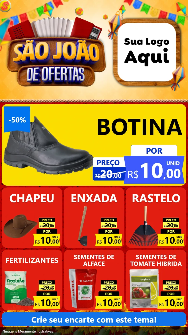 Modelo de Rede Social para Stories com o tema São João de Ofertas para Agropecuária