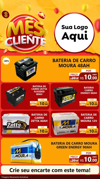 Modelo de TV para TV Vertical com o tema Mês do Cliente para Baterias Elétricas