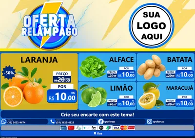 Modelo de Encarte para Encarte A4 Horizontal com o tema Oferta Relâmpago para Hortifrúti