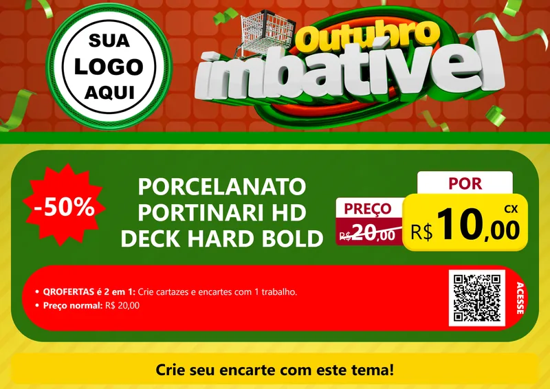 Modelo de Cartaz para Cartaz A4 Horizontal com o tema Outubro Imbatível para Pisos e revestimentos