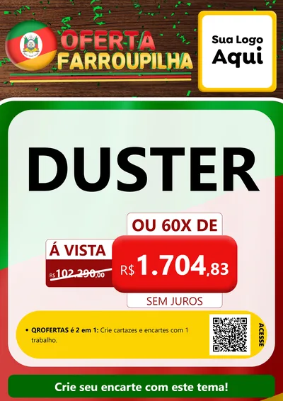 Modelo de Cartaz para Cartaz A4 Vertical com o tema Oferta Farroupilha para Concessionaria de Carros