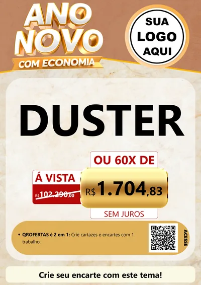 Modelo de Cartaz para Cartaz A4 Vertical com o tema Ano Novo Com Economia para Concessionaria de Carros