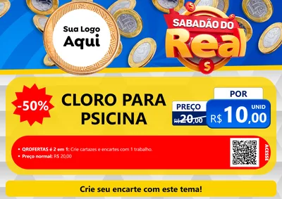 Modelo de Cartaz para Cartaz A4 Horizontal com o tema Sabadão do Real para Produtos para Piscina