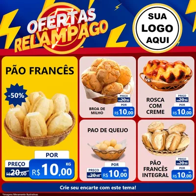 Modelo de Rede Social para Feed Facebook com o tema Ofertas Relâmpago para Padaria