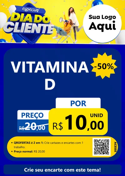 Modelo de Cartaz para Cartaz A4 Vertical com o tema Especial Dia do Cliente para Farmácia