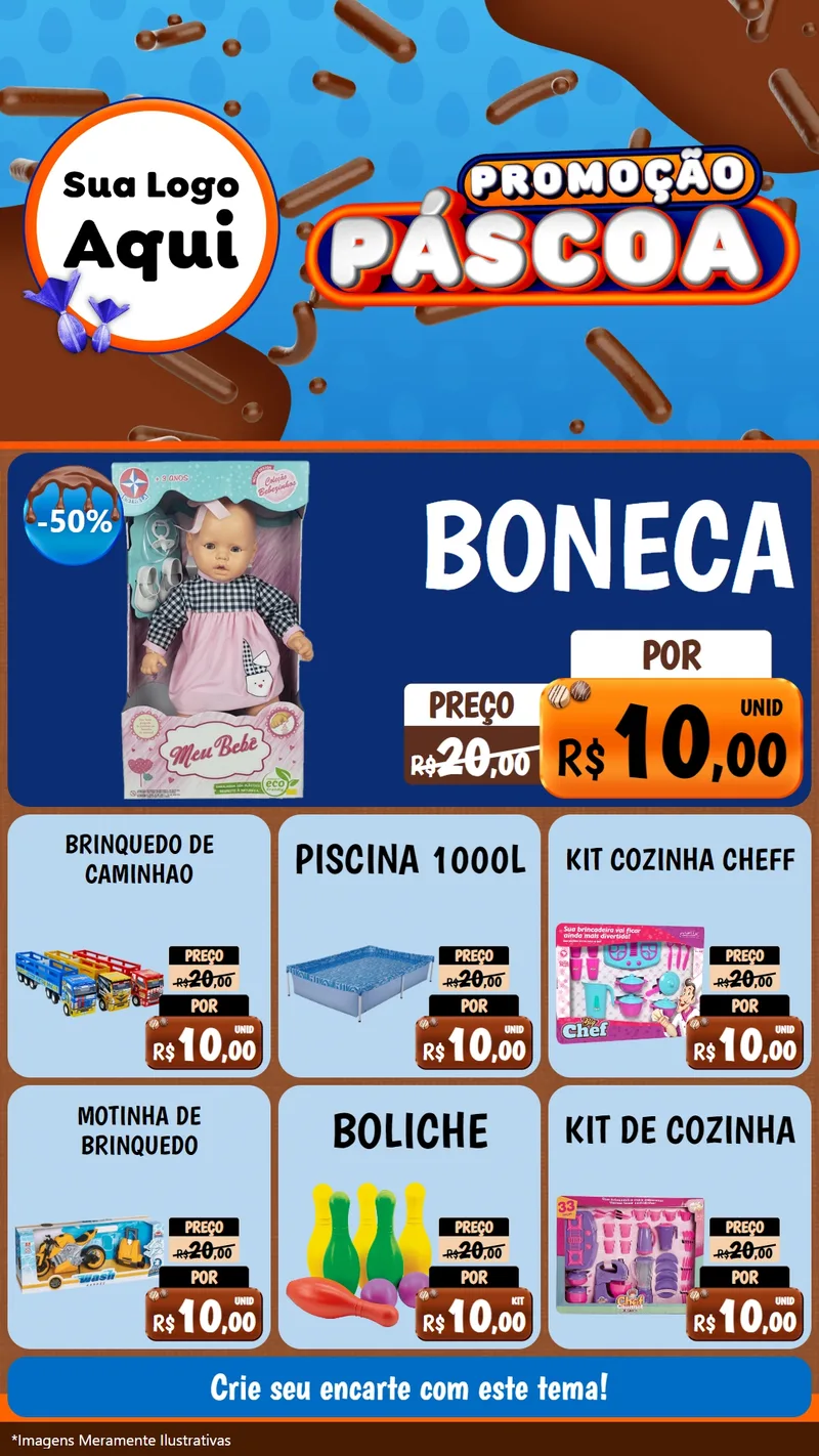 Modelo de Rede Social para Stories com o tema Promoção Páscoa para Brinquedos
