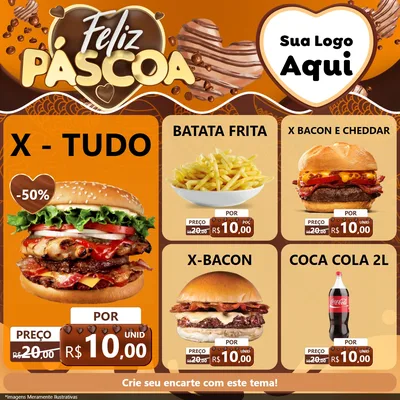 Modelo de Rede Social para Feed Facebook com o tema Feliz Páscoa para Hamburgueria