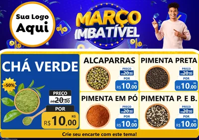 Modelo de Encarte para Encarte A4 Horizontal com o tema Março Imbatível para Produtos Naturais