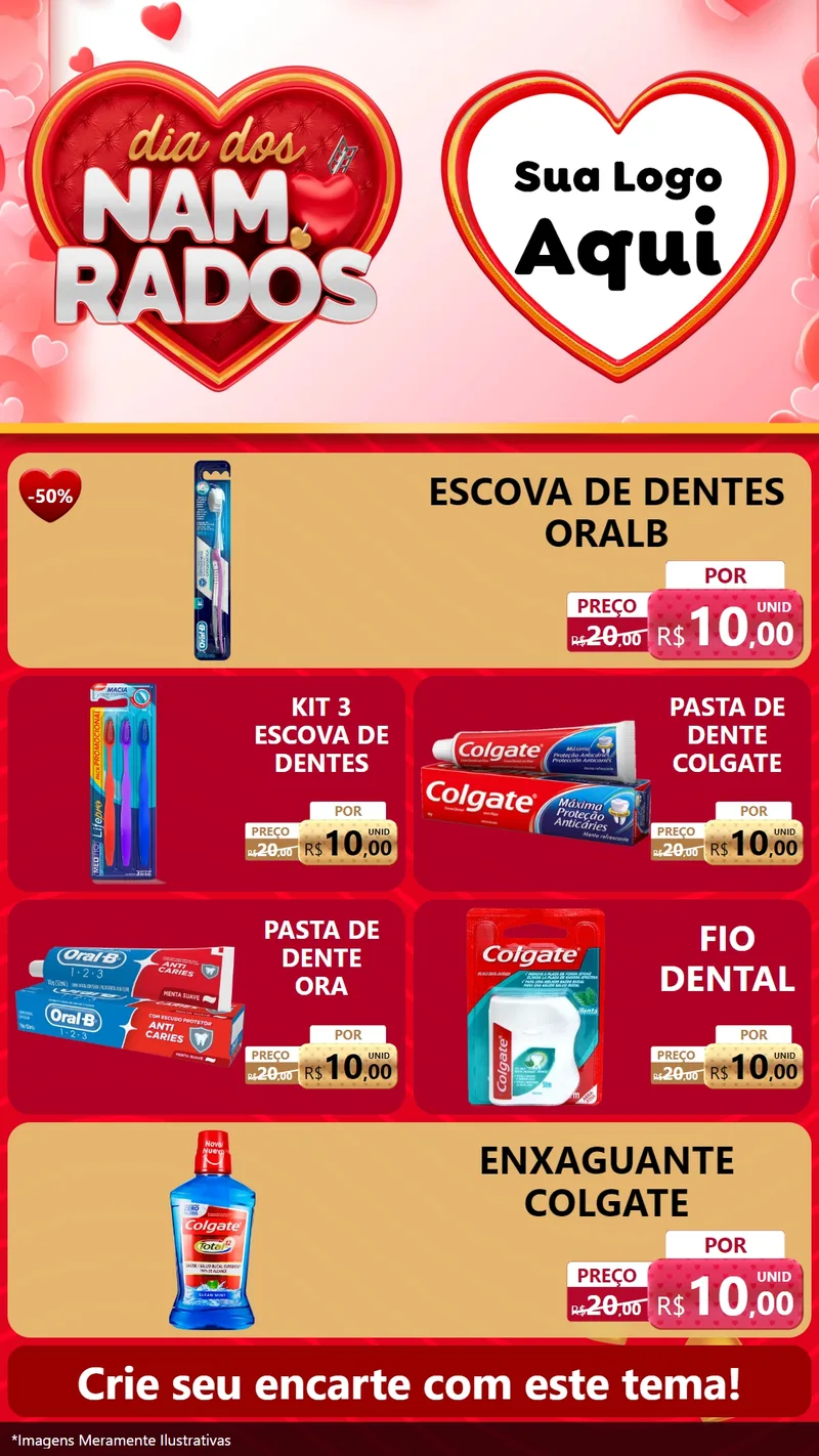 Modelo de TV para TV Vertical com o tema Dia dos Namorados para Higiene Pessoal