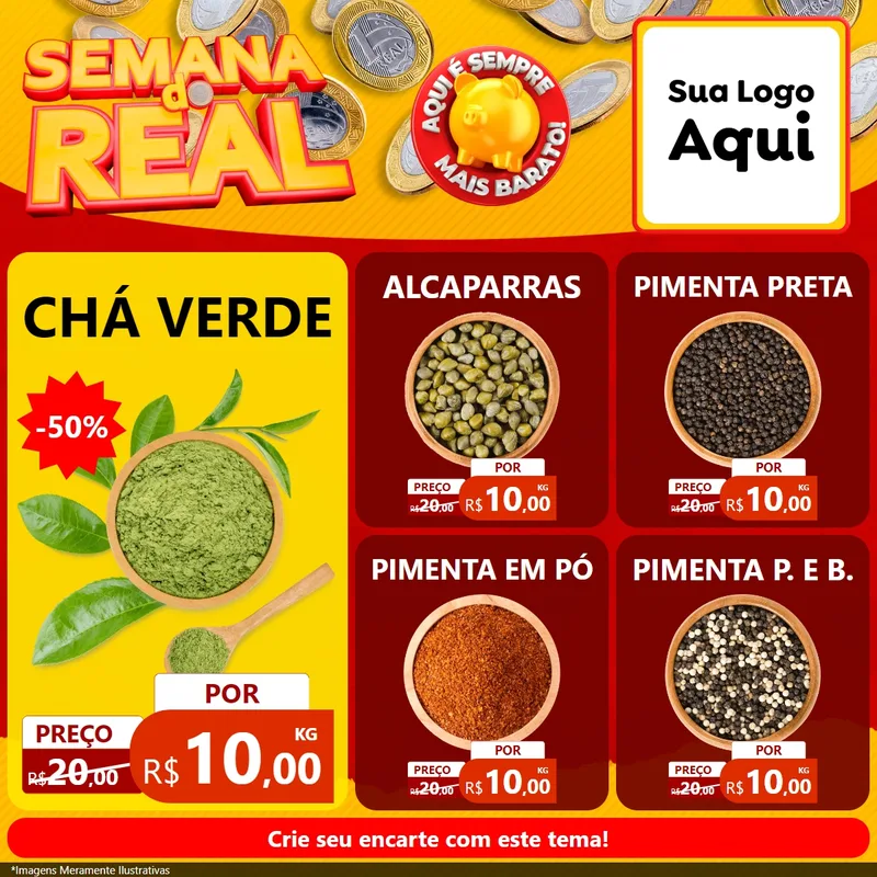Modelo de Rede Social para Feed Facebook com o tema Semana do Real para Produtos Naturais