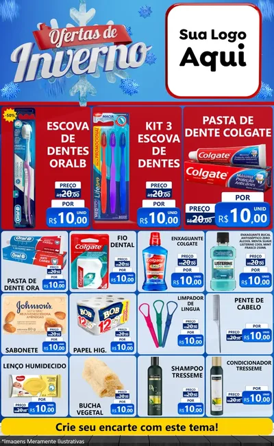 Modelo de Encarte para Encarte Grande com o tema Ofertas de Inverno para Higiene Pessoal