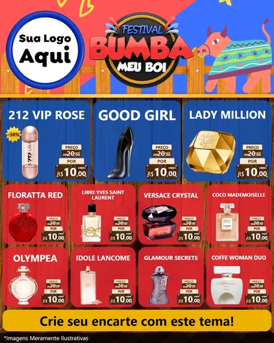 Modelo de Rede Social para Feed Instagram com o tema Festival Bumba Meu Boi para Perfumes