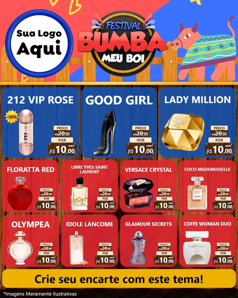 Modelo de Rede Social para Feed Instagram com o tema Festival Bumba Meu Boi para Perfumes